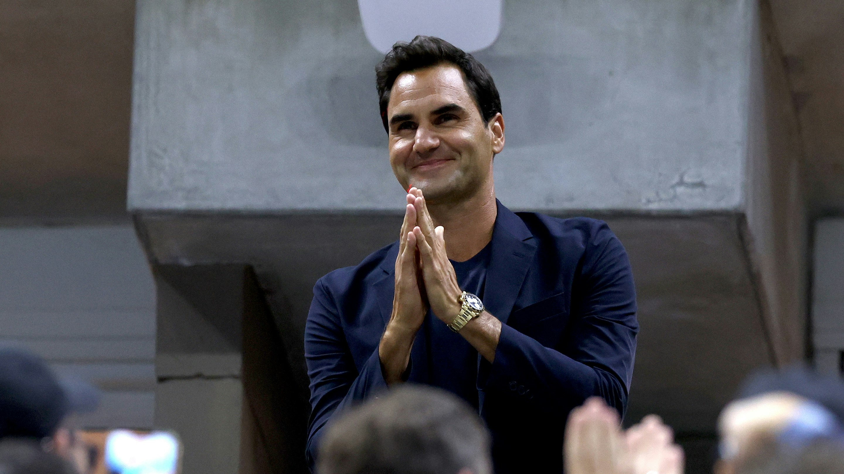 Watch Spotting: Roger Federer Wearing The New Yellow Gold Rolex Le Mans Daytona At The U.S. Open