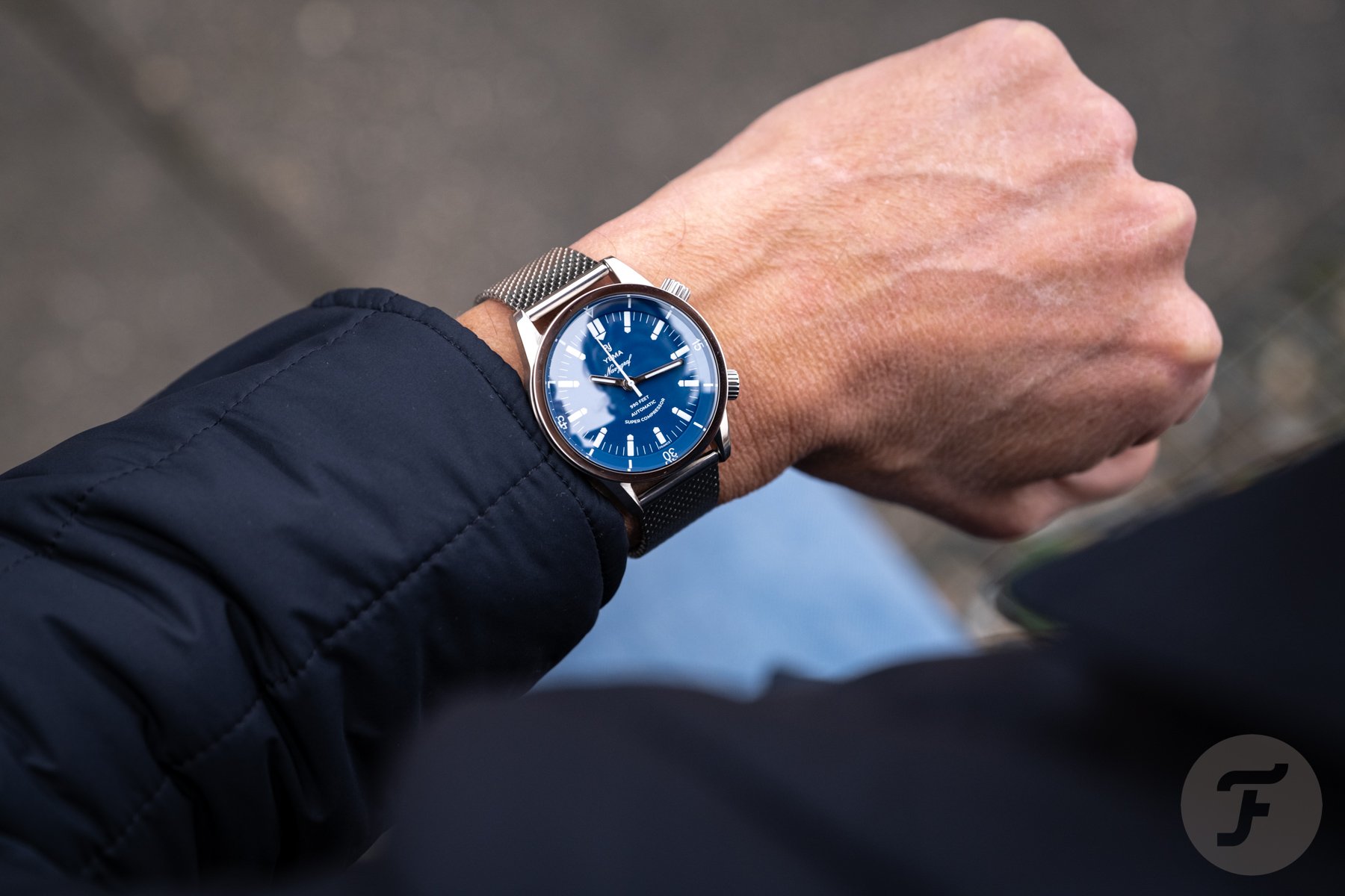 Trying On The 38.5mm Yema Navygraf Super Compressor In Marine Nationale Bleu
