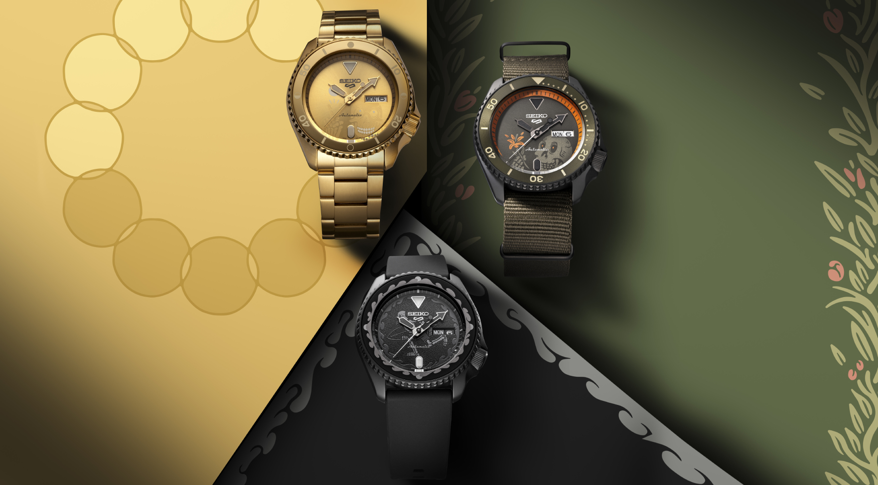Seiko taps Japan-born, Australia-based artist Kentaro Yoshida for a trio of vibey 5 Sports LEs