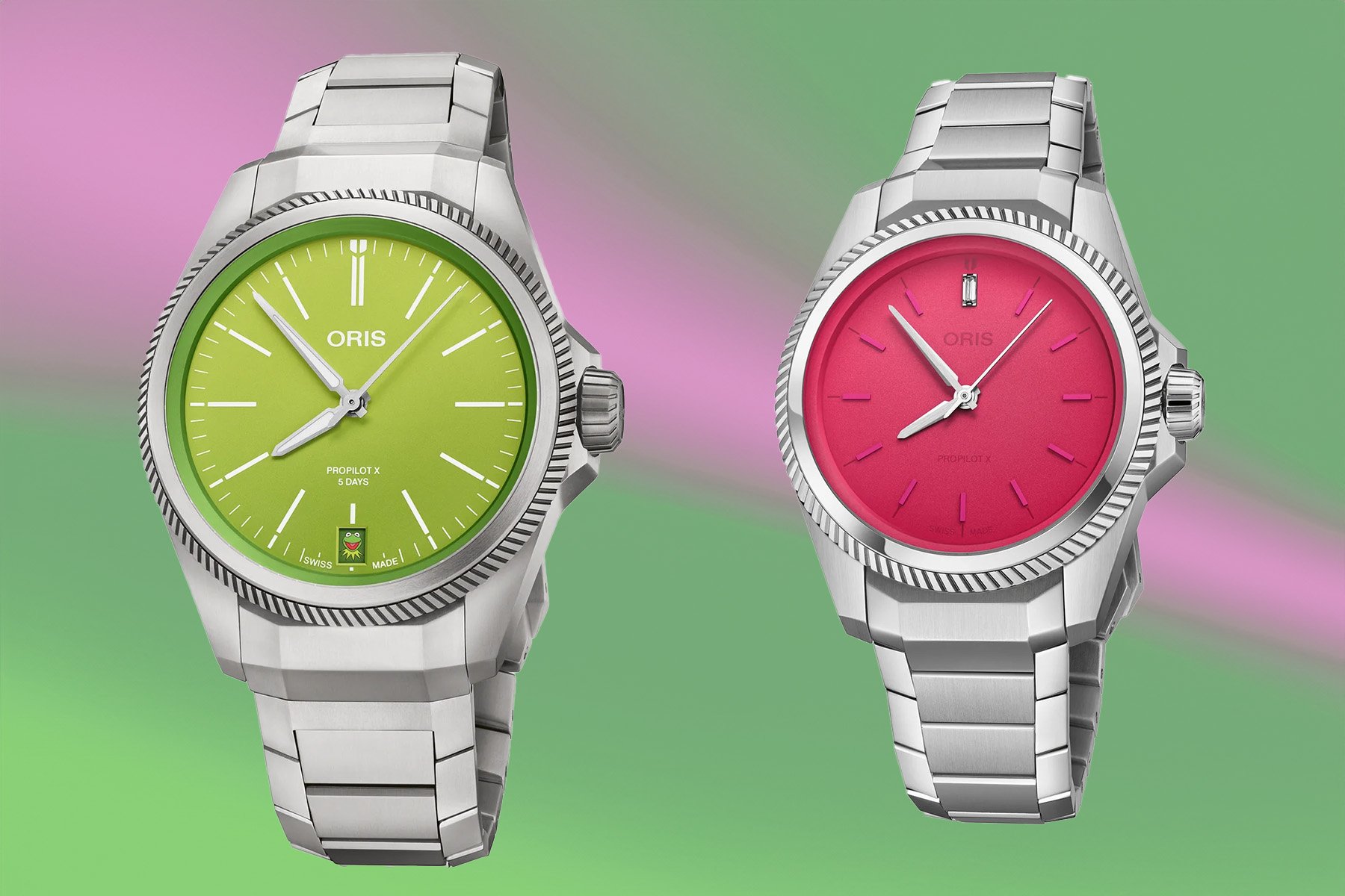 Sunday Morning Showdown: Oris ProPilot X Kermit Edition Vs. Miss Piggy Edition