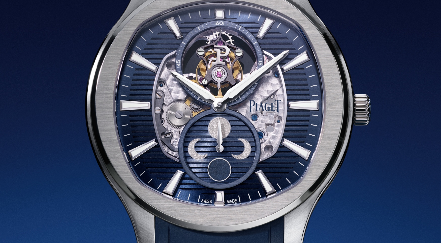 Piaget releases new Polo Flying Tourbillon Moonphase in signature blue colours