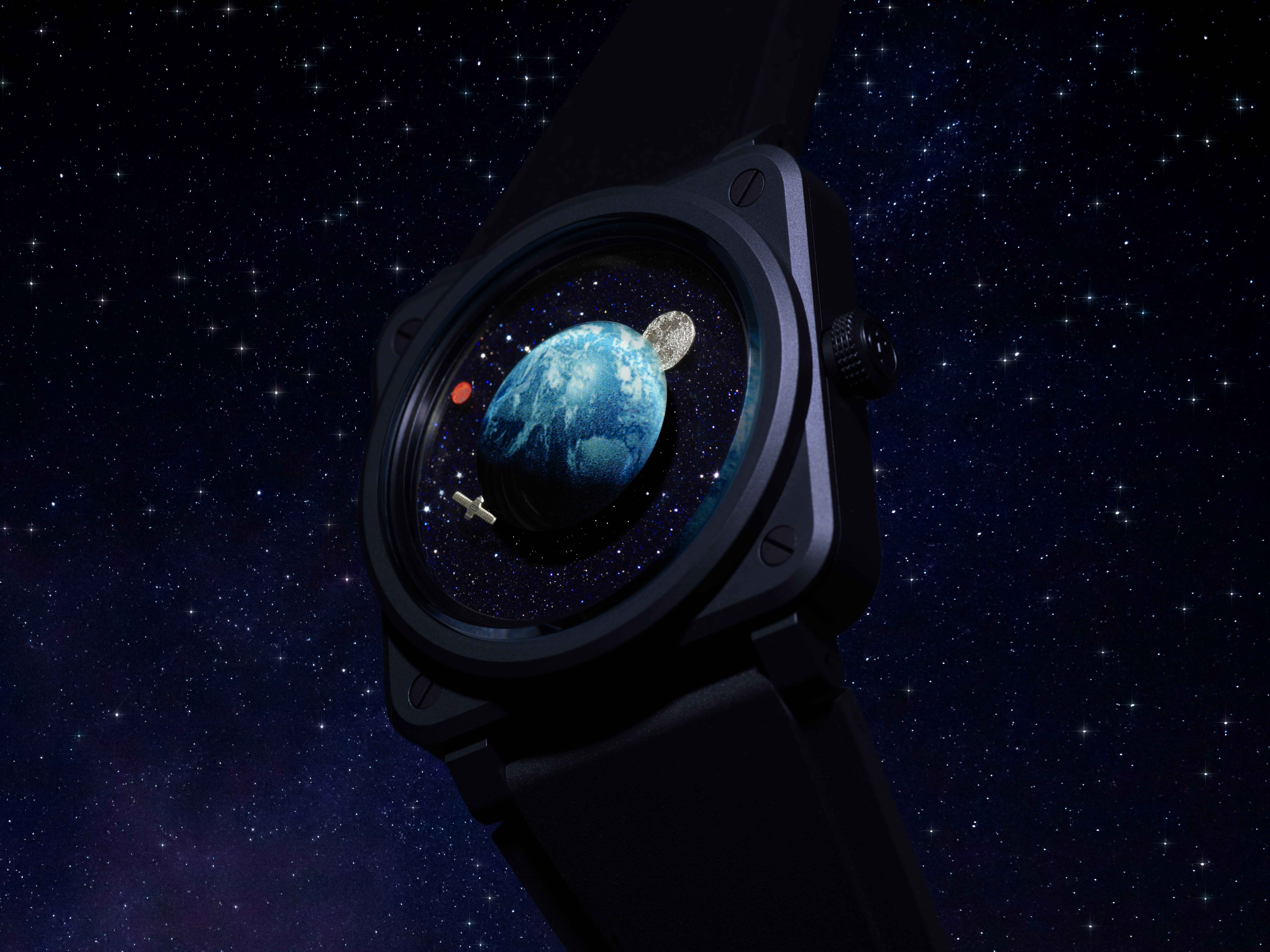 Bell & Ross’ New BR-03 Astro Shows Off The Earth, Moon, Mars, And A Satellite To Tell The Time