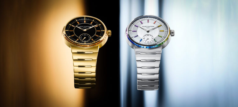New Release: Louis Vuitton Tambour Platinum Rainbow And Tambour Yellow-Gold Onyx Watches