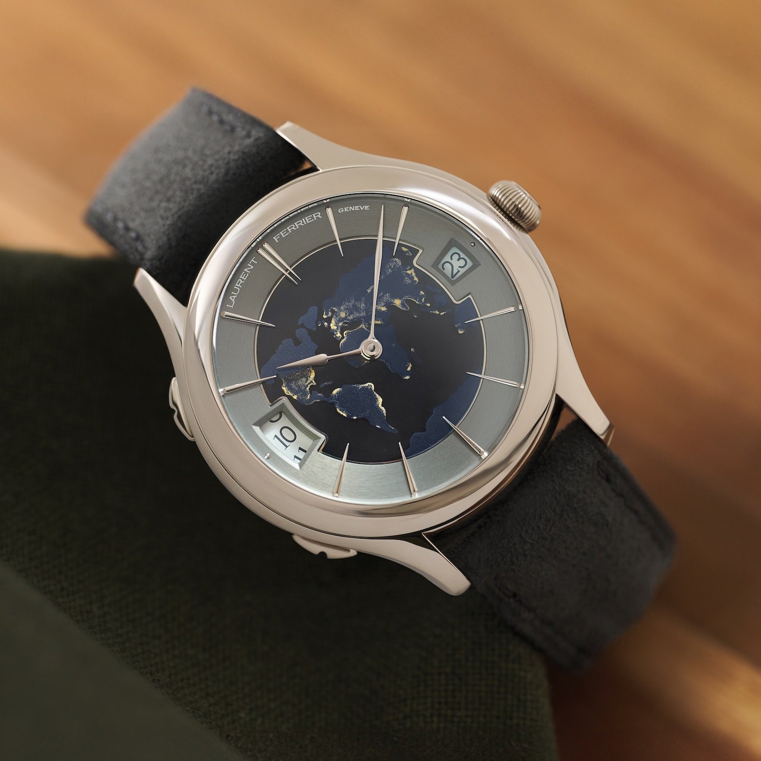 Laurent Ferrier Updates the Classic Traveller Globe Night Blue
