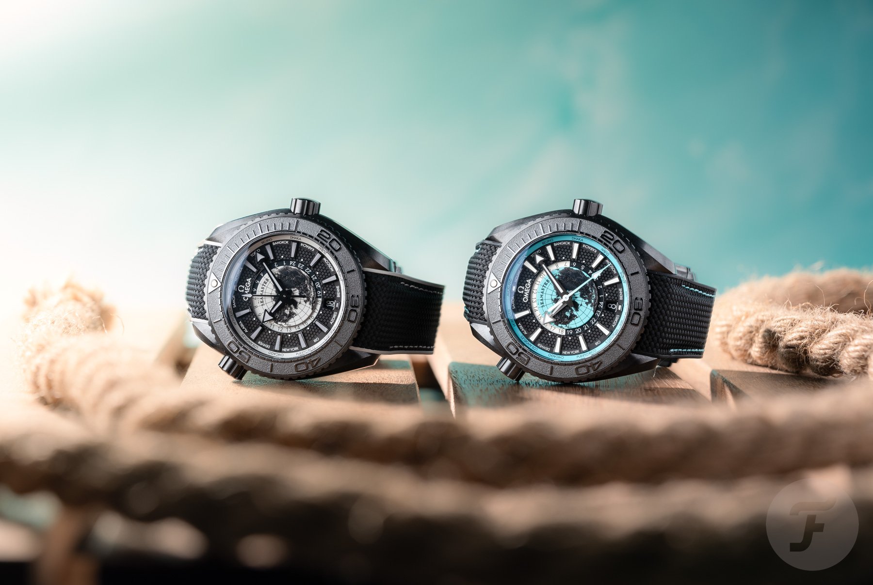 Introducing: The New Omega Seamaster Planet Ocean Worldtimer In Deep Black With Turquoise Or Gray Accents