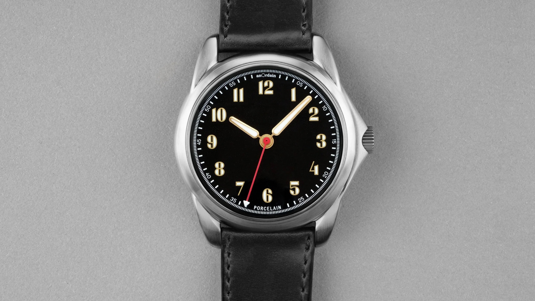 AnOrdain takes fired dials to the next step with a jet black Model 2 Porcelain