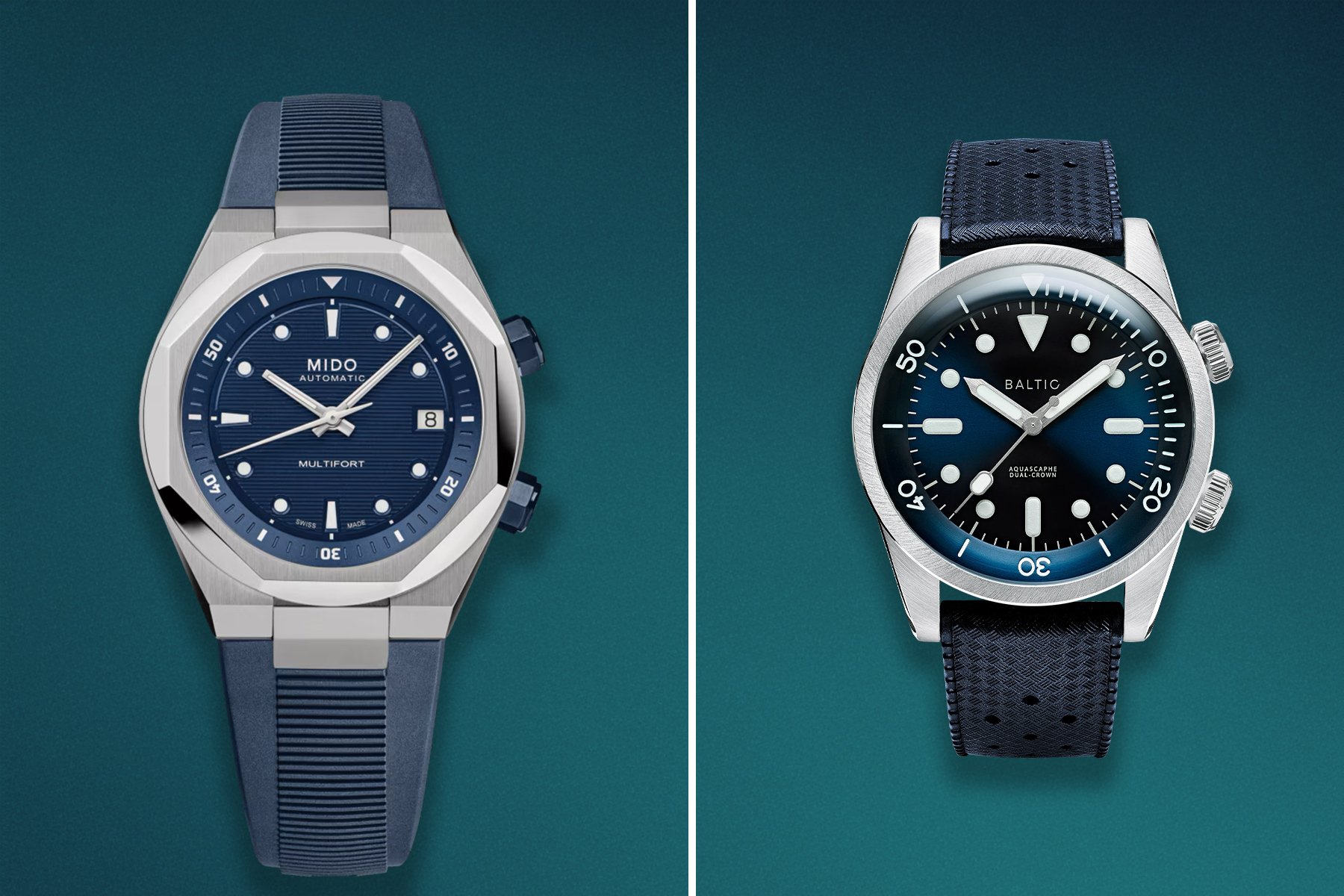 Sunday Morning Showdown: Mido Multifort 8 Two Crowns Vs. Baltic Aquascaphe Dual-Crown