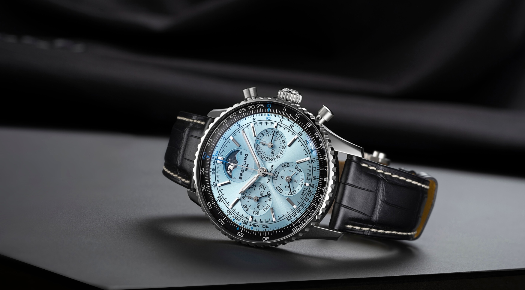Breitling’s platinum-bezeled, blue B19 belter – the Navitimer B19 Chronograph 43 Perpetual Calendar
