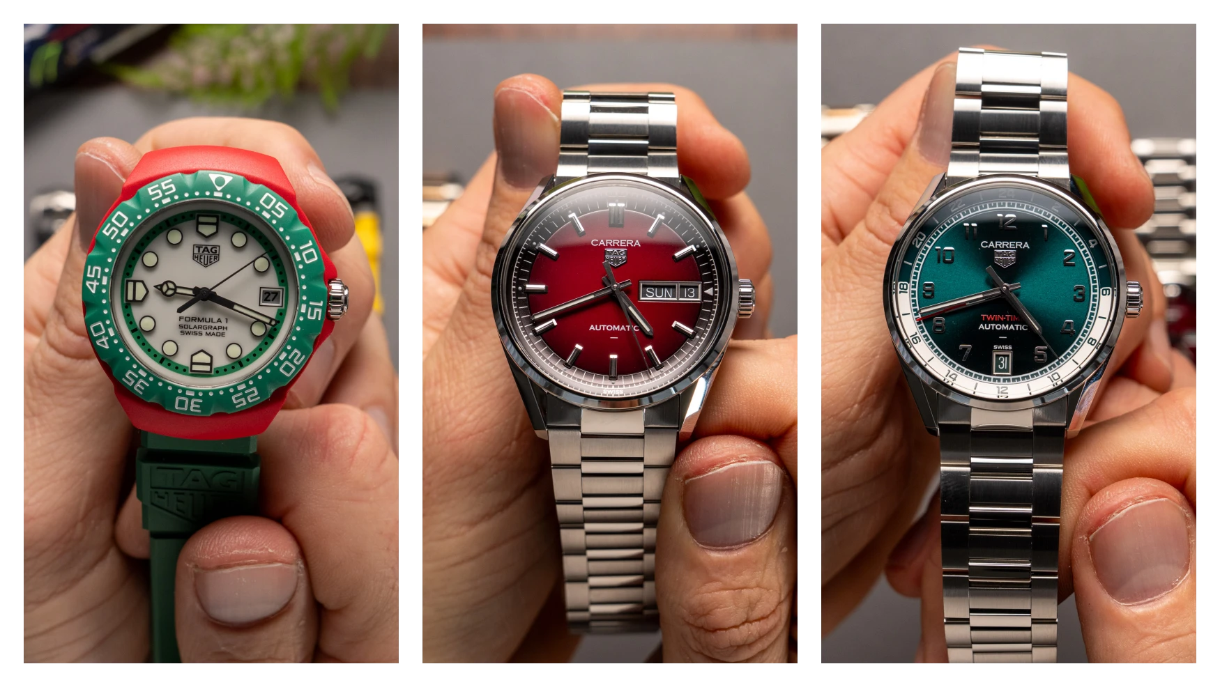 TAG Heuer at Watches and Wonders 2025: Carrera Beads-of-Rice Bracelet, Monaco Split-Seconds Chronograph and Formula 1 Solargraph