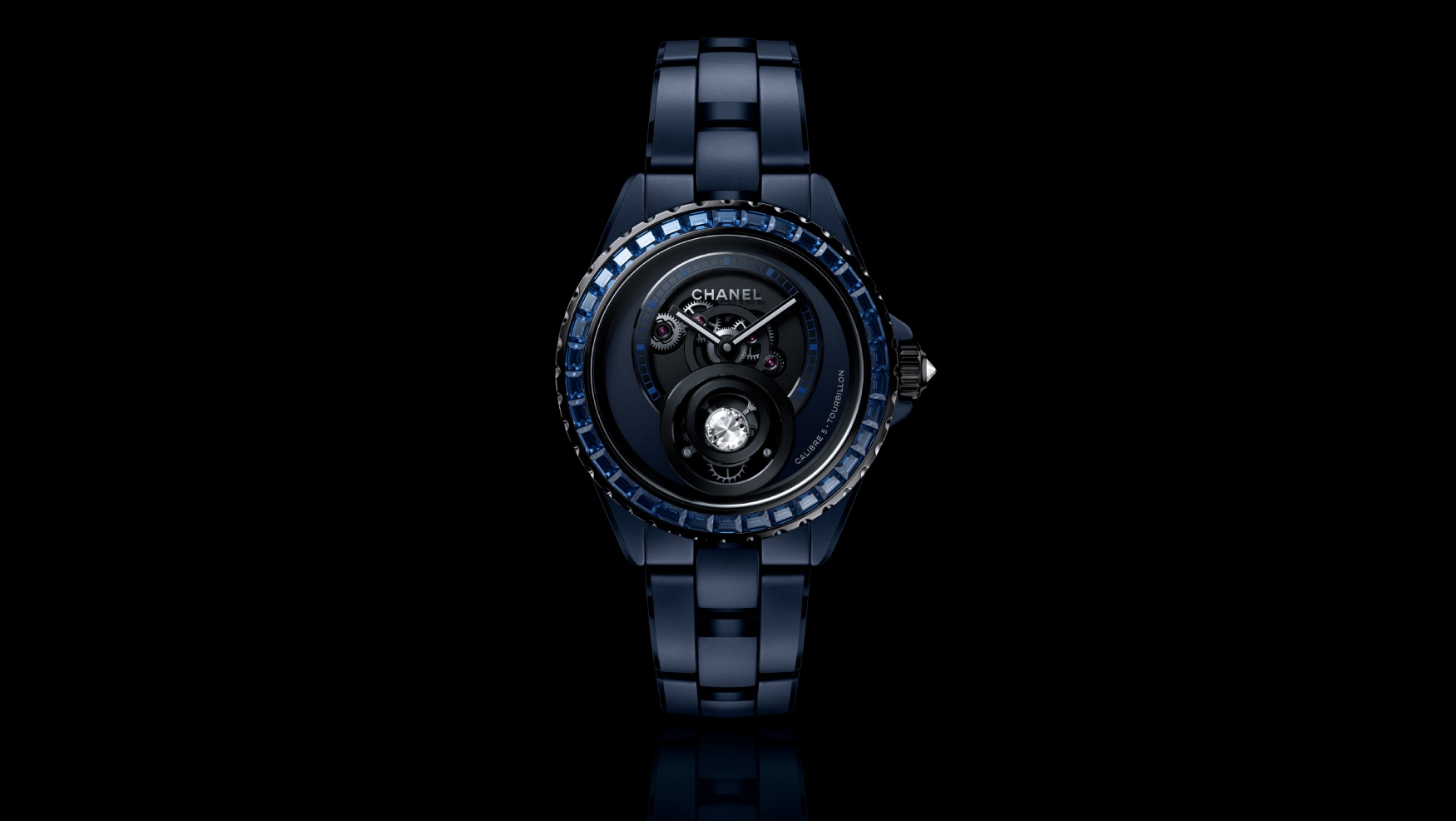 The Chanel J12 Bleu Diamond Tourbillon merges a diver’s aesthetic with a high-end complication