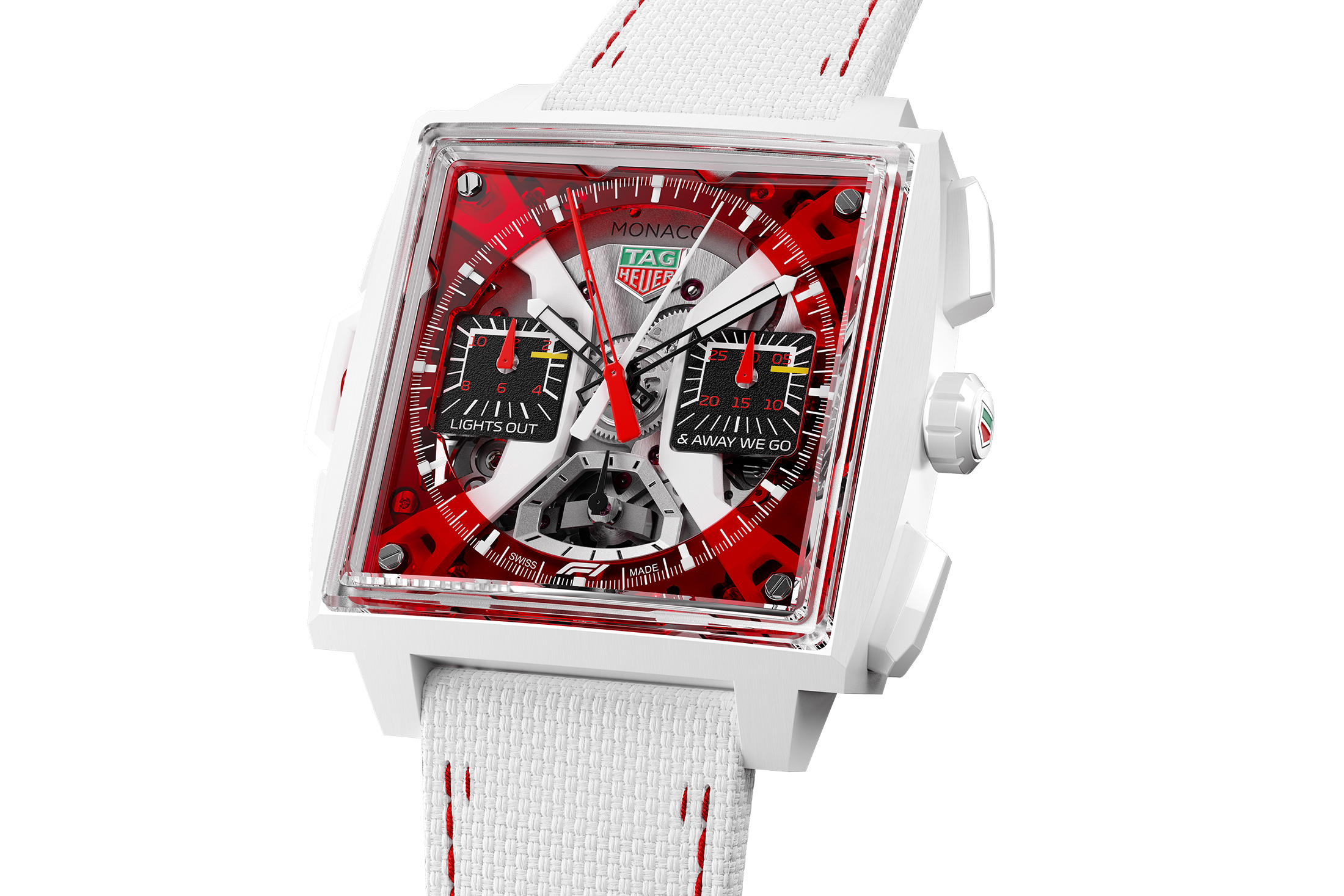 TAG Heuer Introduces the Monaco Split-Seconds Chronograph in White Ceramic.