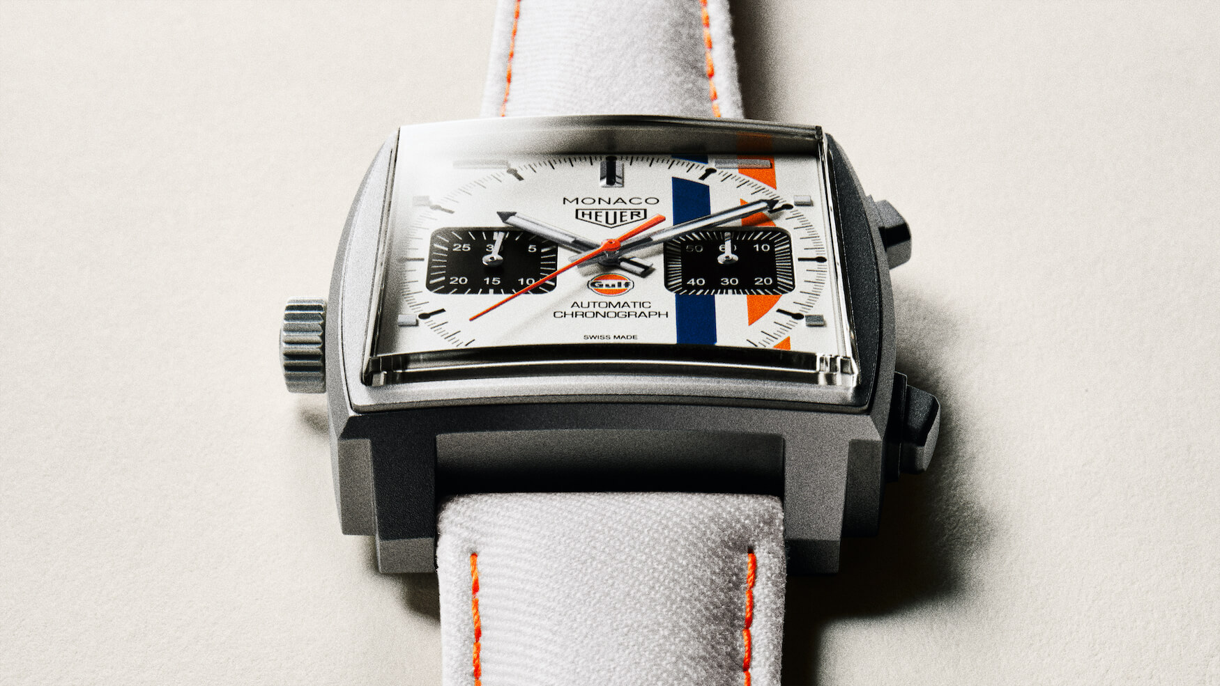 The Gulf x TAG Heuer Monaco makes its return in sandblasted titanium