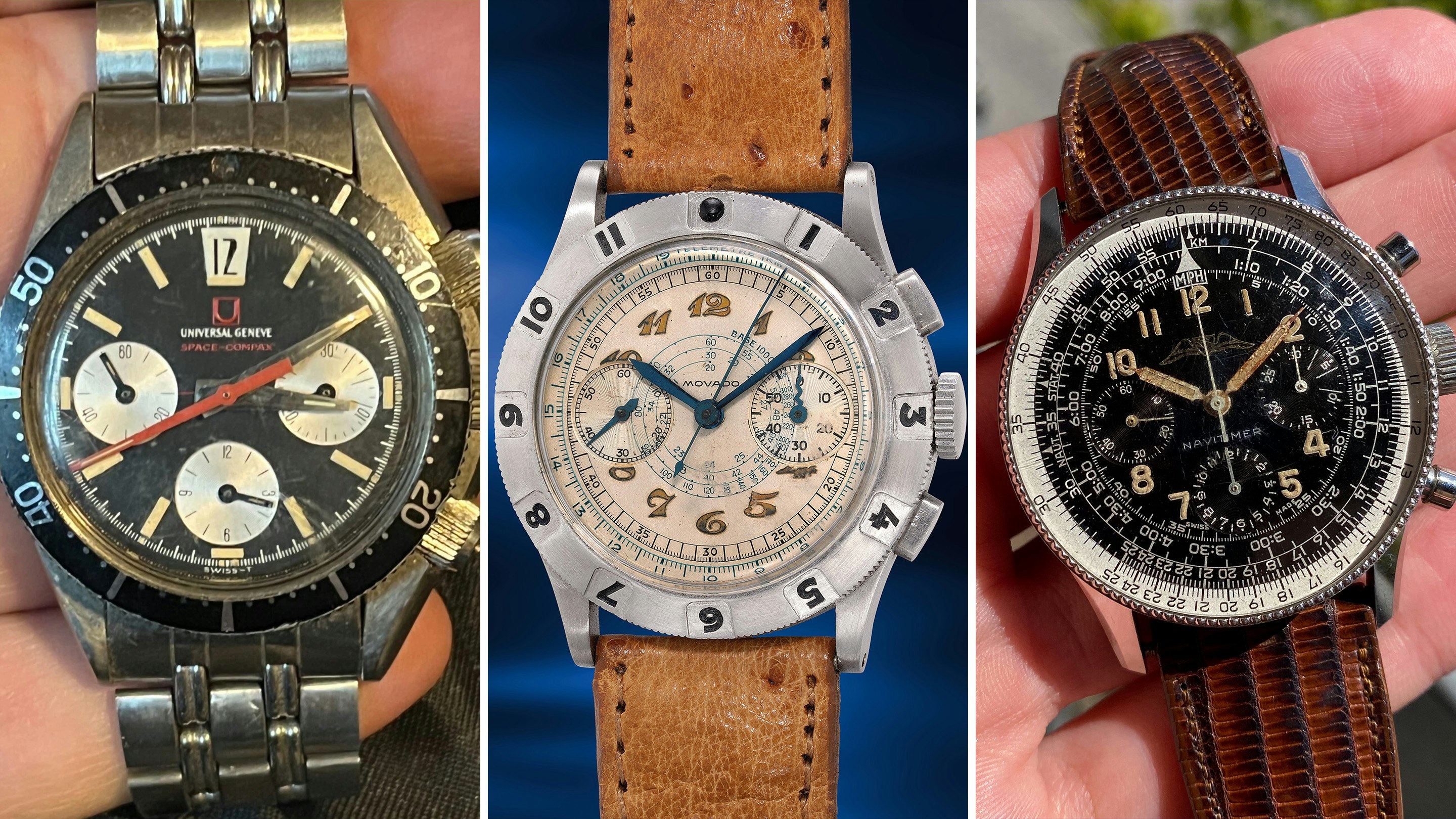 Bring a Loupe: A Universal Genève Space-Compax, A Movado Tempograph, And An Early Navitimer
