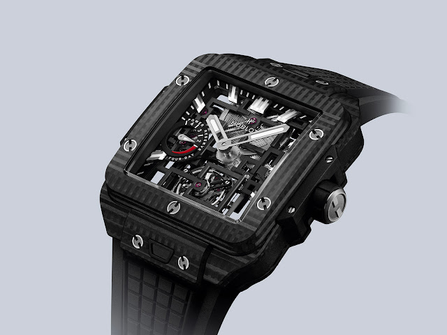 Hublot introduces first Square Bang Tourbillon with 4-Day Power Reserve and 3D carbon case