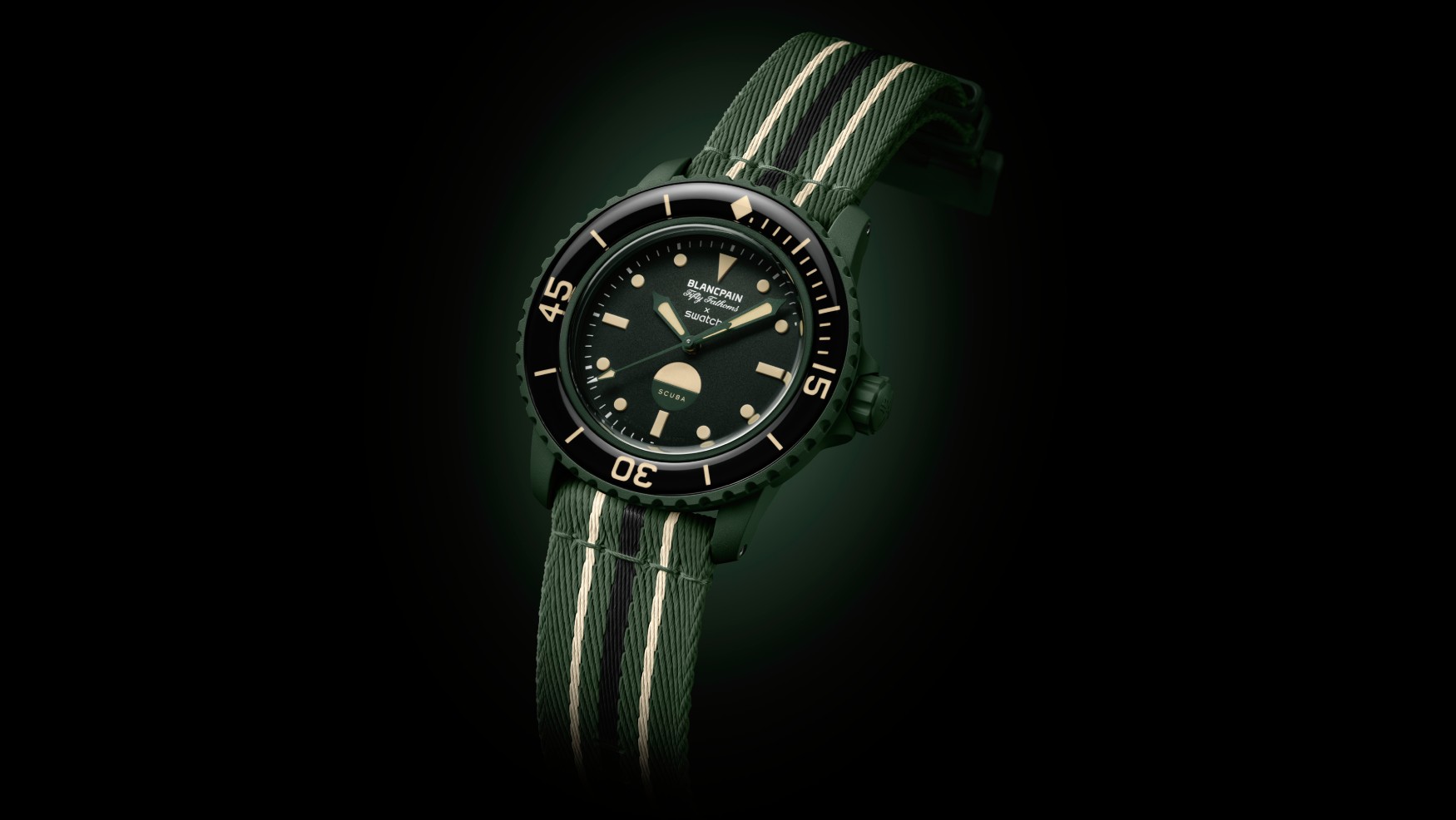Swatch adds a stealthy green number to its Blancpain Scuba Fifty Fathoms collection with the Green Abyss