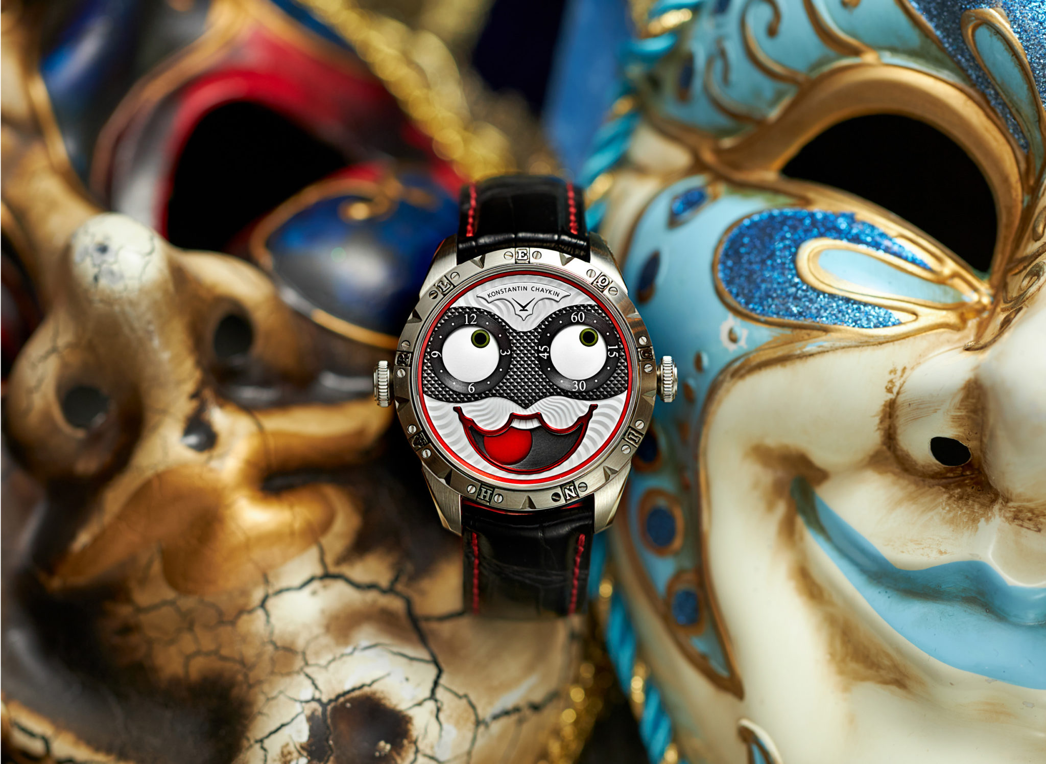 Konstantin Chaykin Puts on a Masquerade with the Joker Iron and Gold Masks