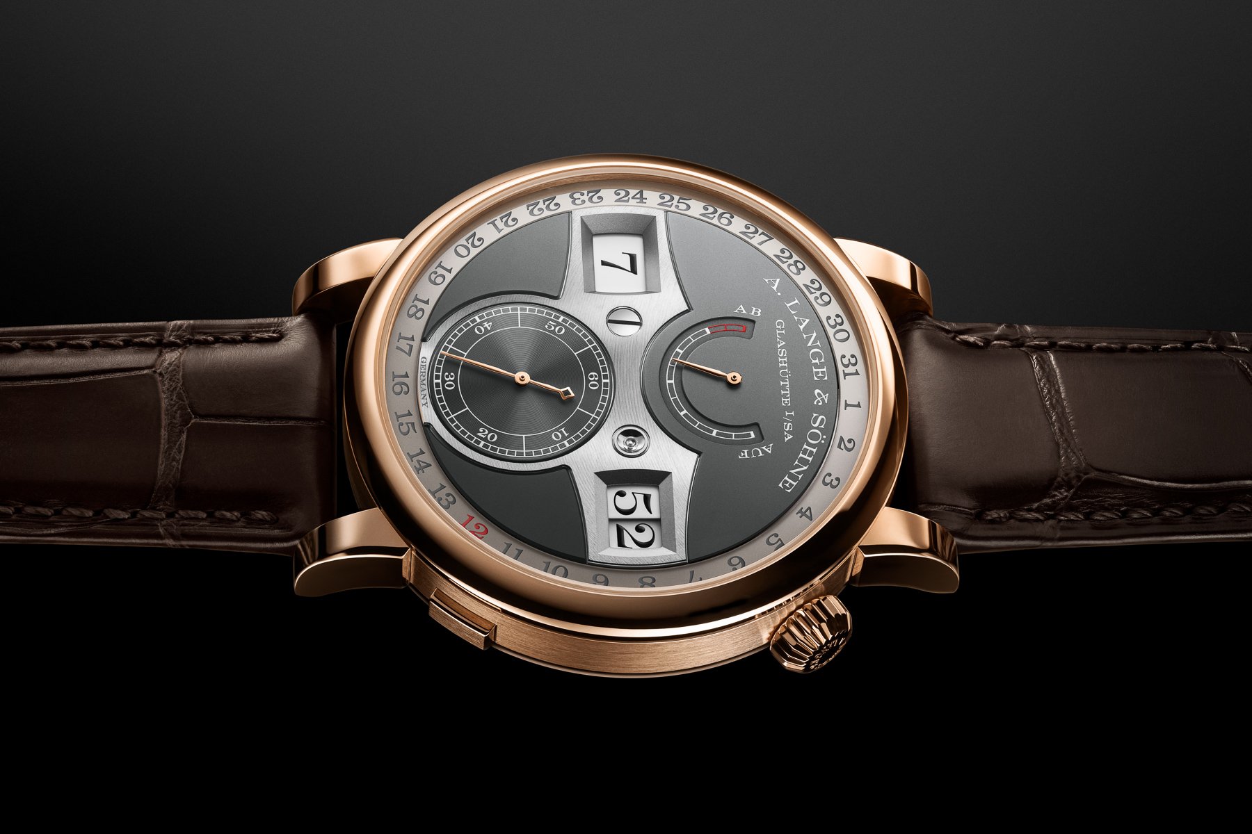 Introducing: The A. Lange & Söhne Zeitwerk Date In Pink Gold With A Gray Dial