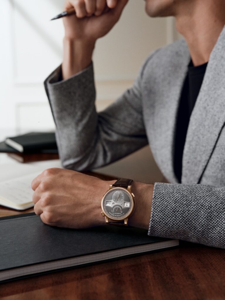 A. Lange & Sohne Pairs Pink Gold, Grey Dial In New Zeitwerk Date