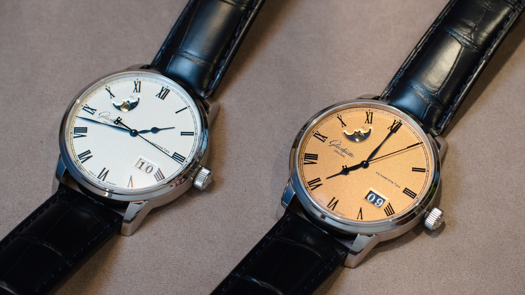 Glashütte Original brings sultry shades of silver and copper to their signature Senator Panorama Date Moonphase (live pics)