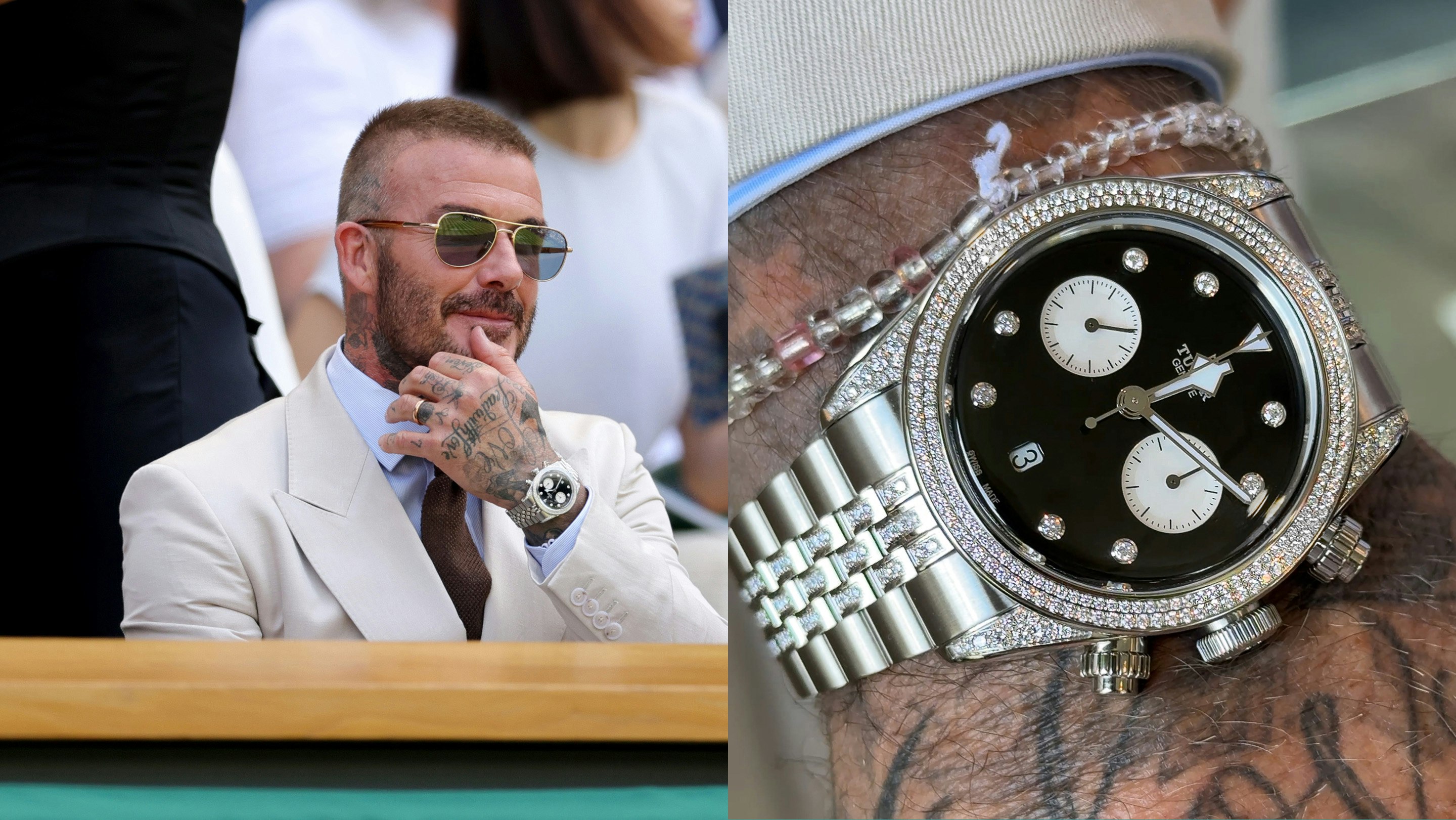 Watch Spotting: David Beckham’s Unique Diamond-Set Tudor Black Bay Chrono At Wimbledon