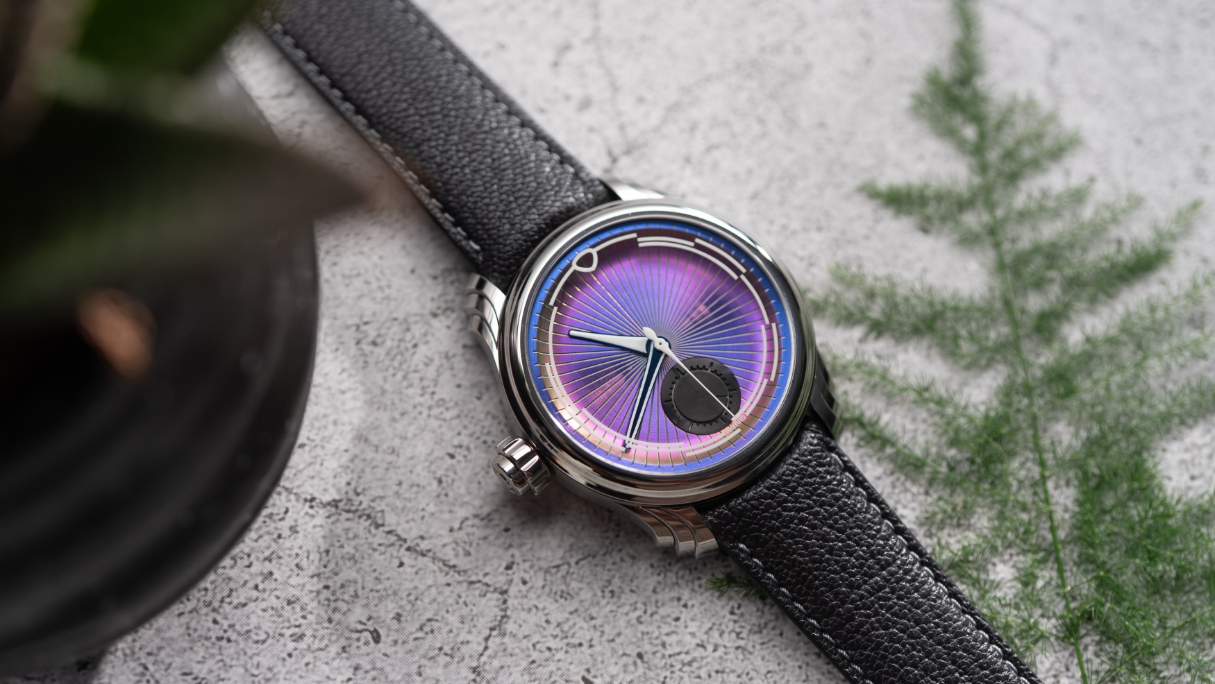 The MING 57.04 Iris brings technicolour to the wrist in a tasteful way