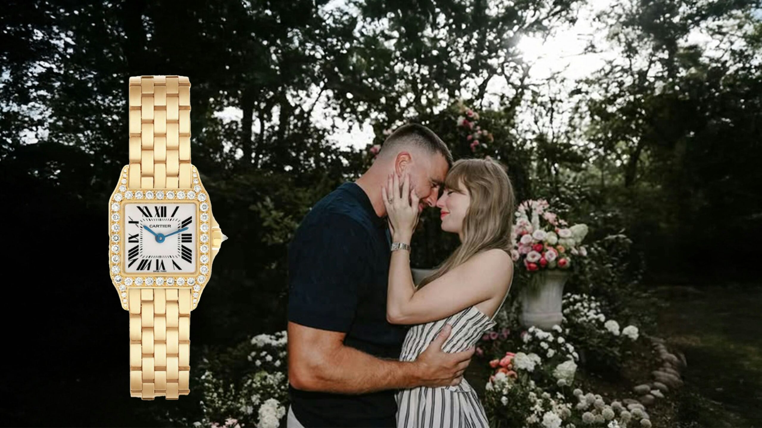 Watch Spotting: Taylor Swift Wears A Discontinued Cartier Santos Demoiselle In Her Engagement Announcement