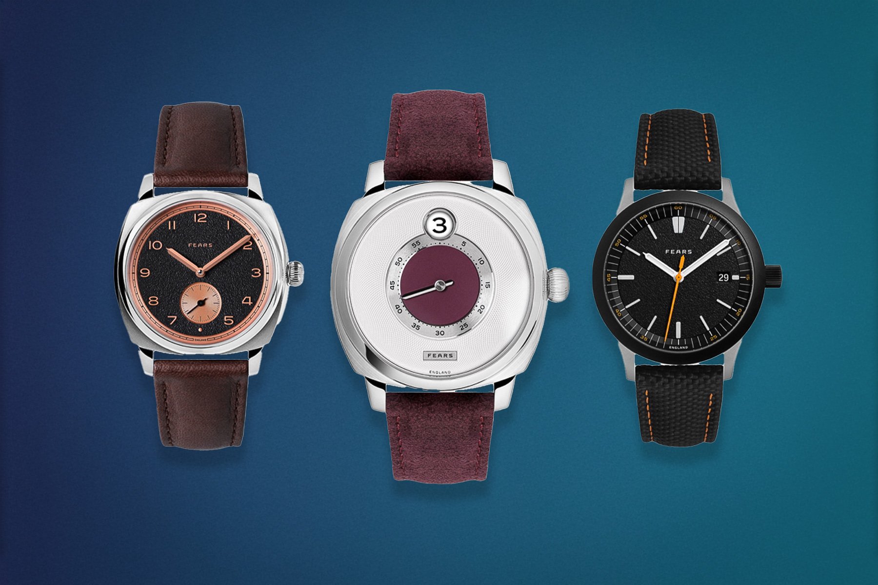 Fears Introduces A Trio Of New Watches: The Brunswick 38 Charcoal Rose, Brunswick 40.5 Jump Hour Barleycorn, And Redcliff 39.5 Date ES