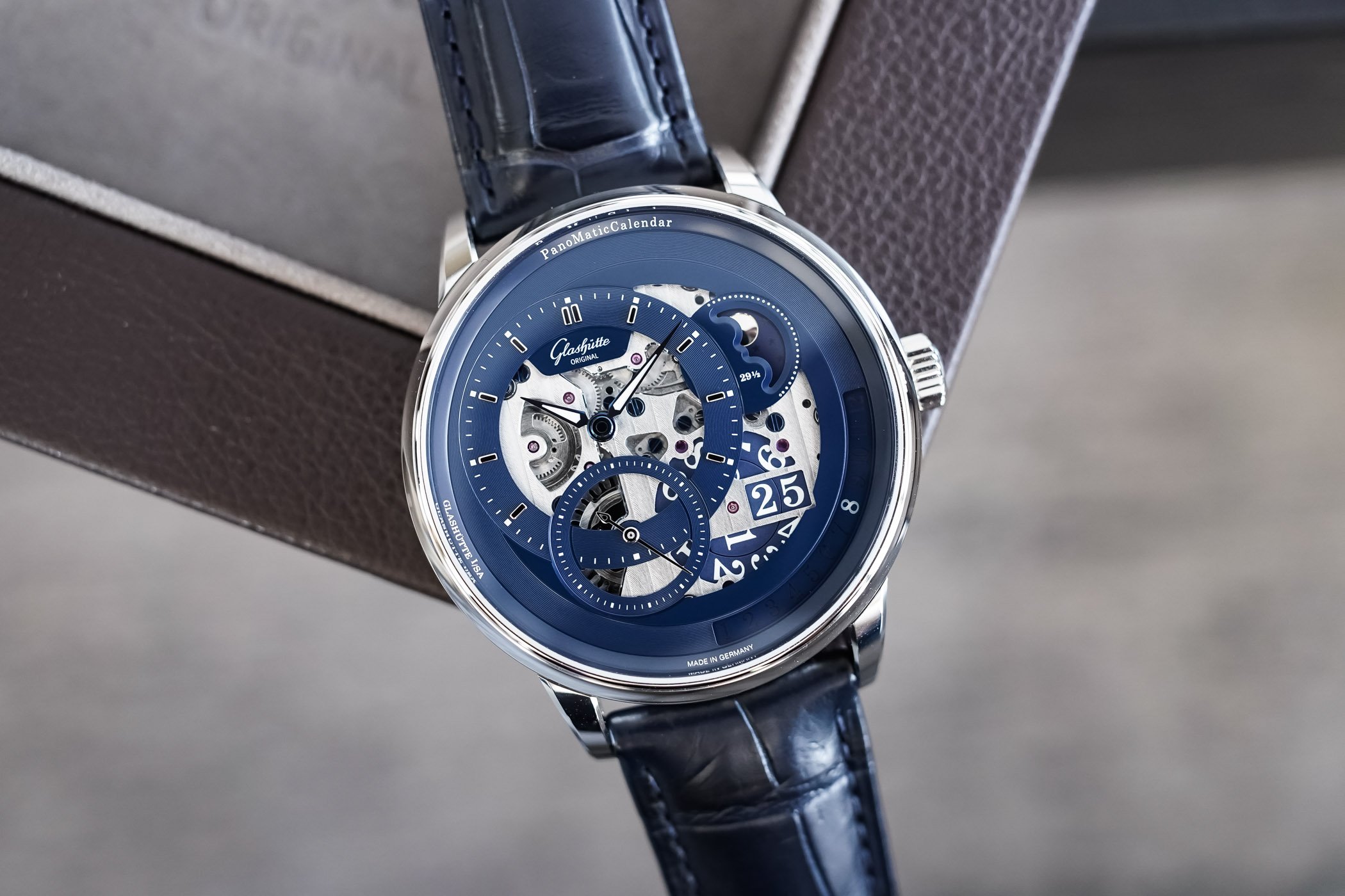 First Look – The Glashütte Original PanoMaticCalendar Skeleton Blue of Dawn Limited Edition