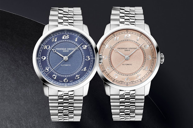 Frederique Constant Classics Première: timeless style in blue and salmon pink