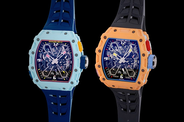 Richard Mille unveils new RM 35-03 Automatic Rafael Nadal models in pastel blue and salmon Quartz TPT