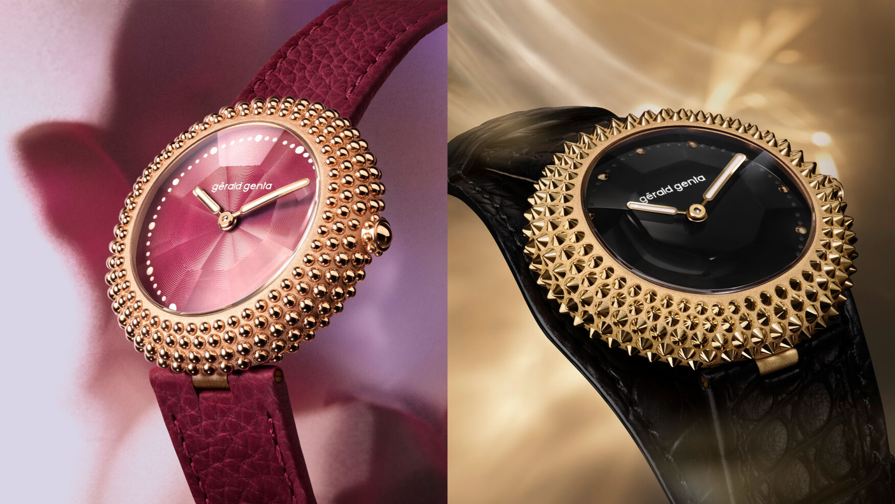 Gérald Genta expands the Gentissima collection with a contrasting pair of studded Oursin showstoppers
