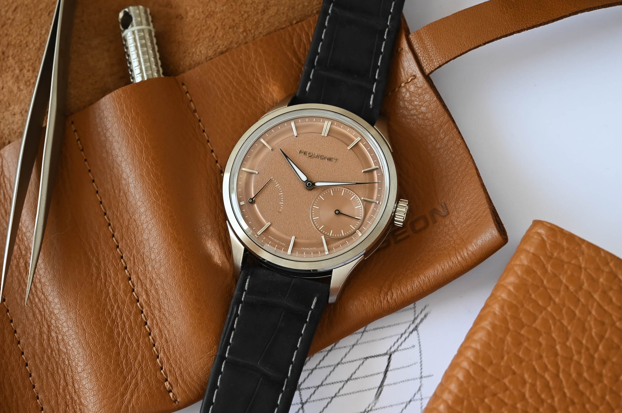 First Look – The Pequignet Royale Paris 39.5mm Power Reserve, now in Handsome Coral Edition