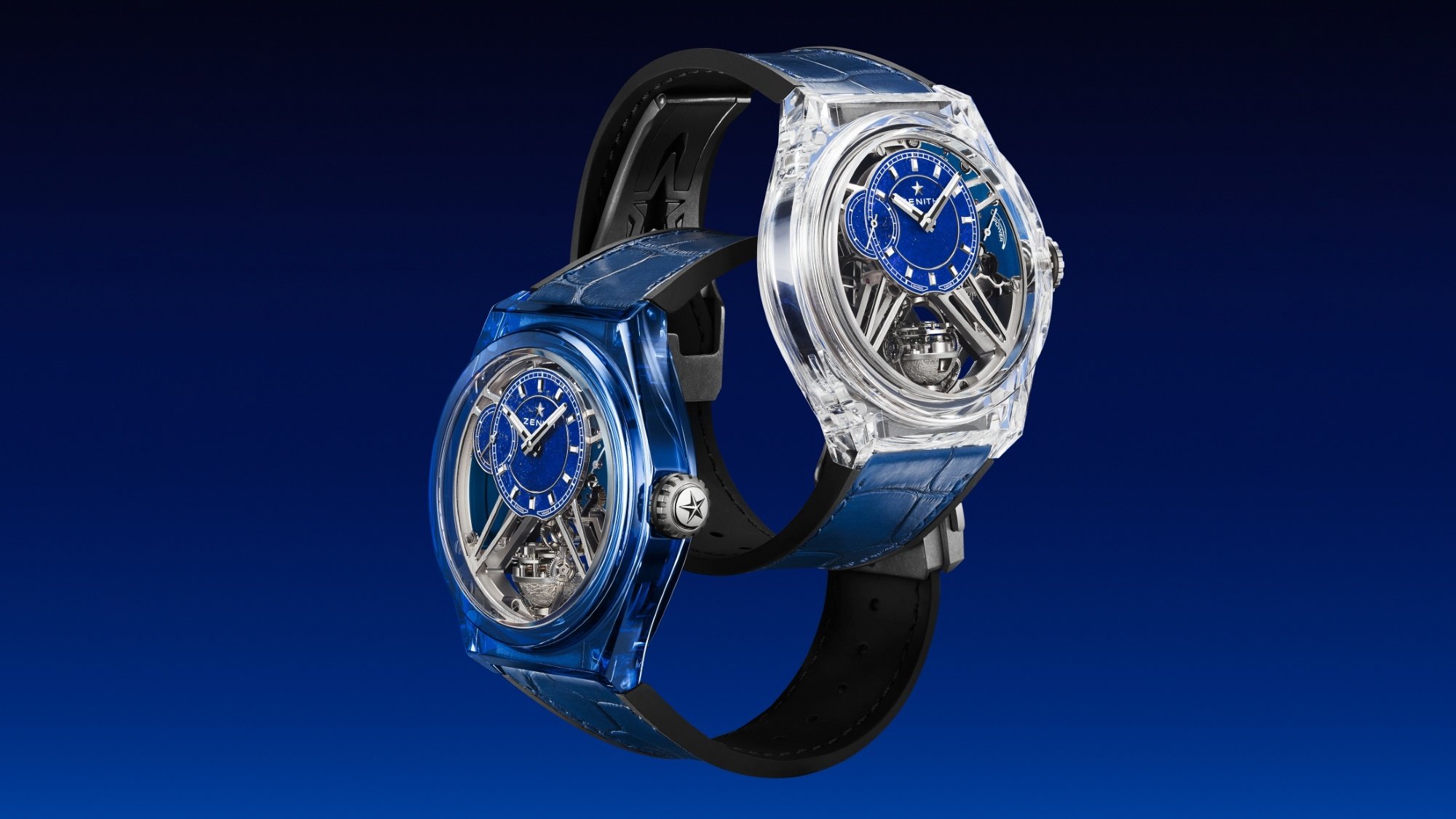 Introducing: The Gravity-Defying Zenith Defy Zero G Sapphire — 46mm Of Transparent Or Blue Sapphire Goodness
