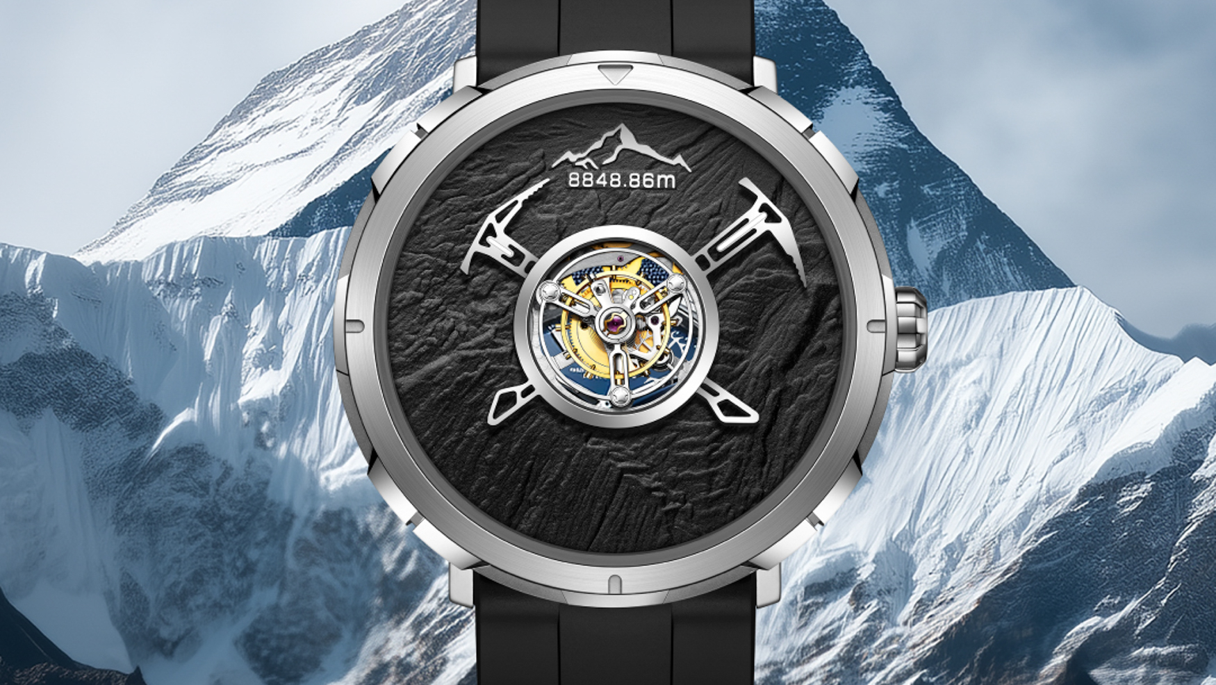 CIGA design’s Everest Summit frames a central tourbillon with real Everest bedrock