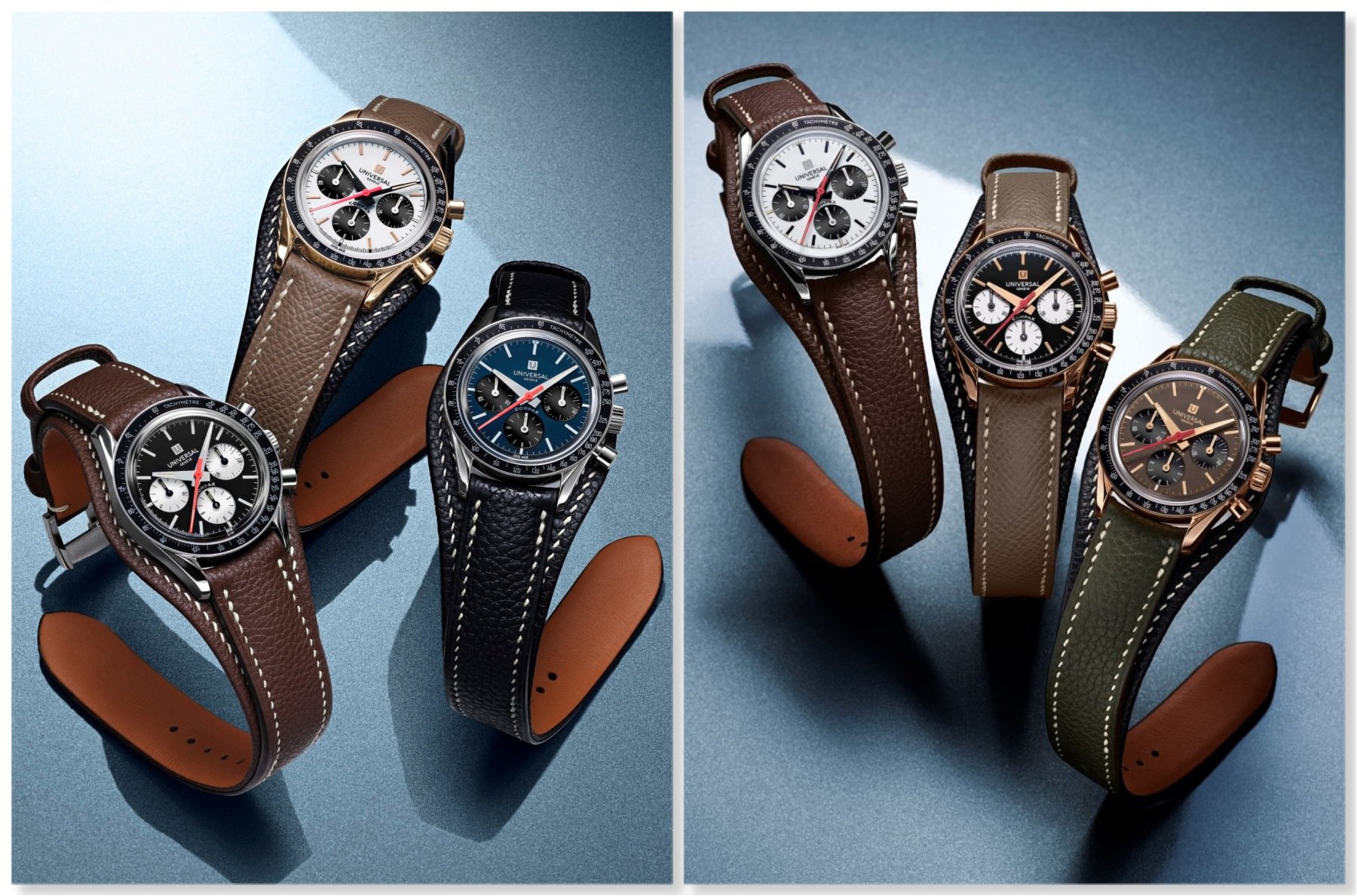 Introducing: Two One-Off Sets Of Three Universal Genève Tribute To Compax Chronographs — “The Nina” Returns
