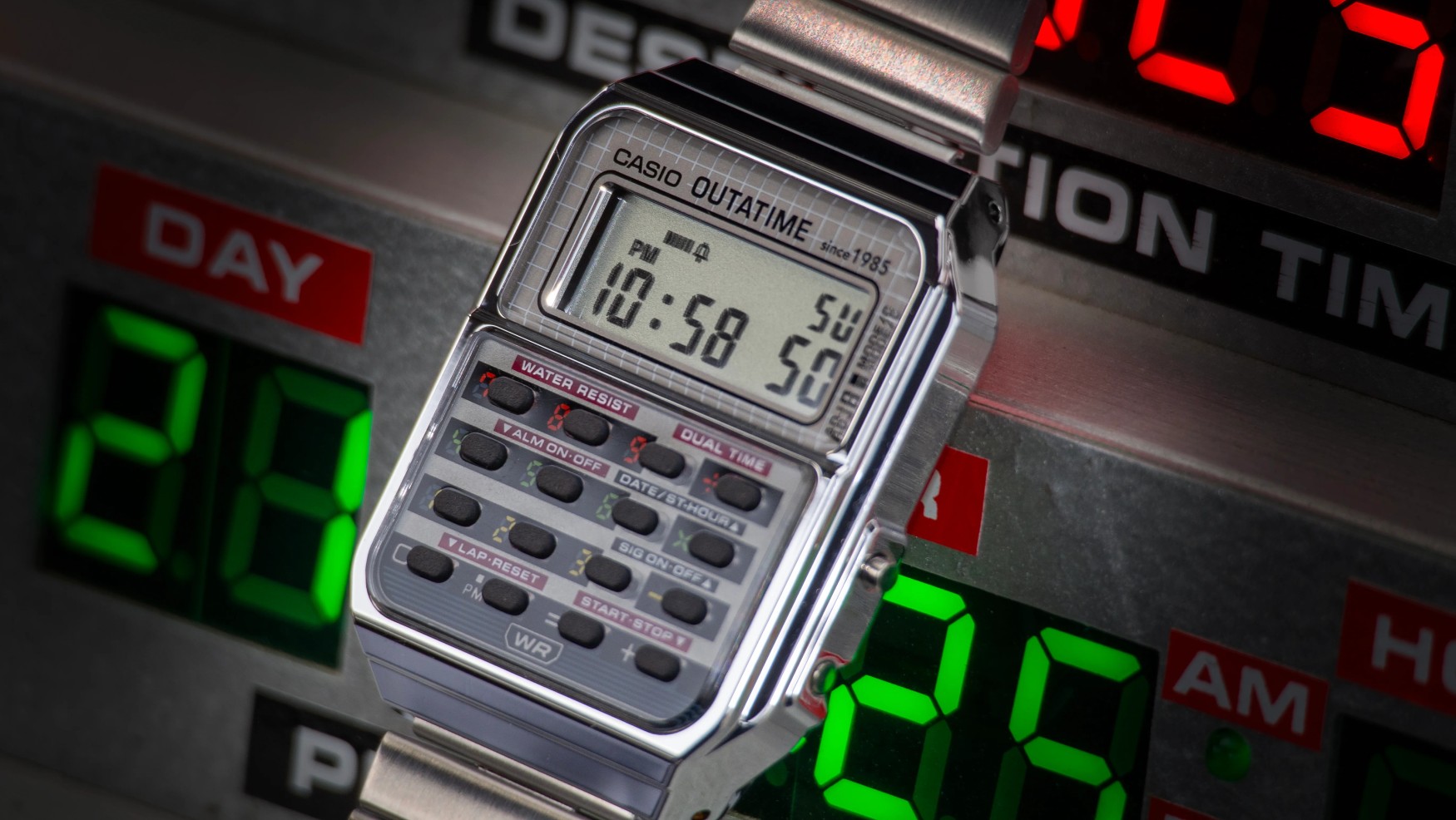 Casio debuts a DeLorean-themed calculator watch for the 40th anniversary of Back to the Future