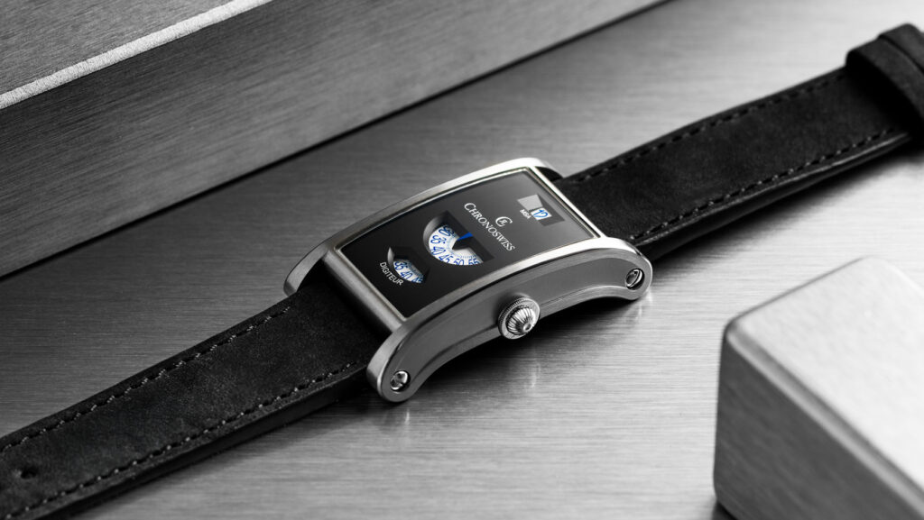 Chronoswiss’ Neo Digiteur pairs jumping hours with digital minutes and running seconds in an interesting take on a montre à guichet