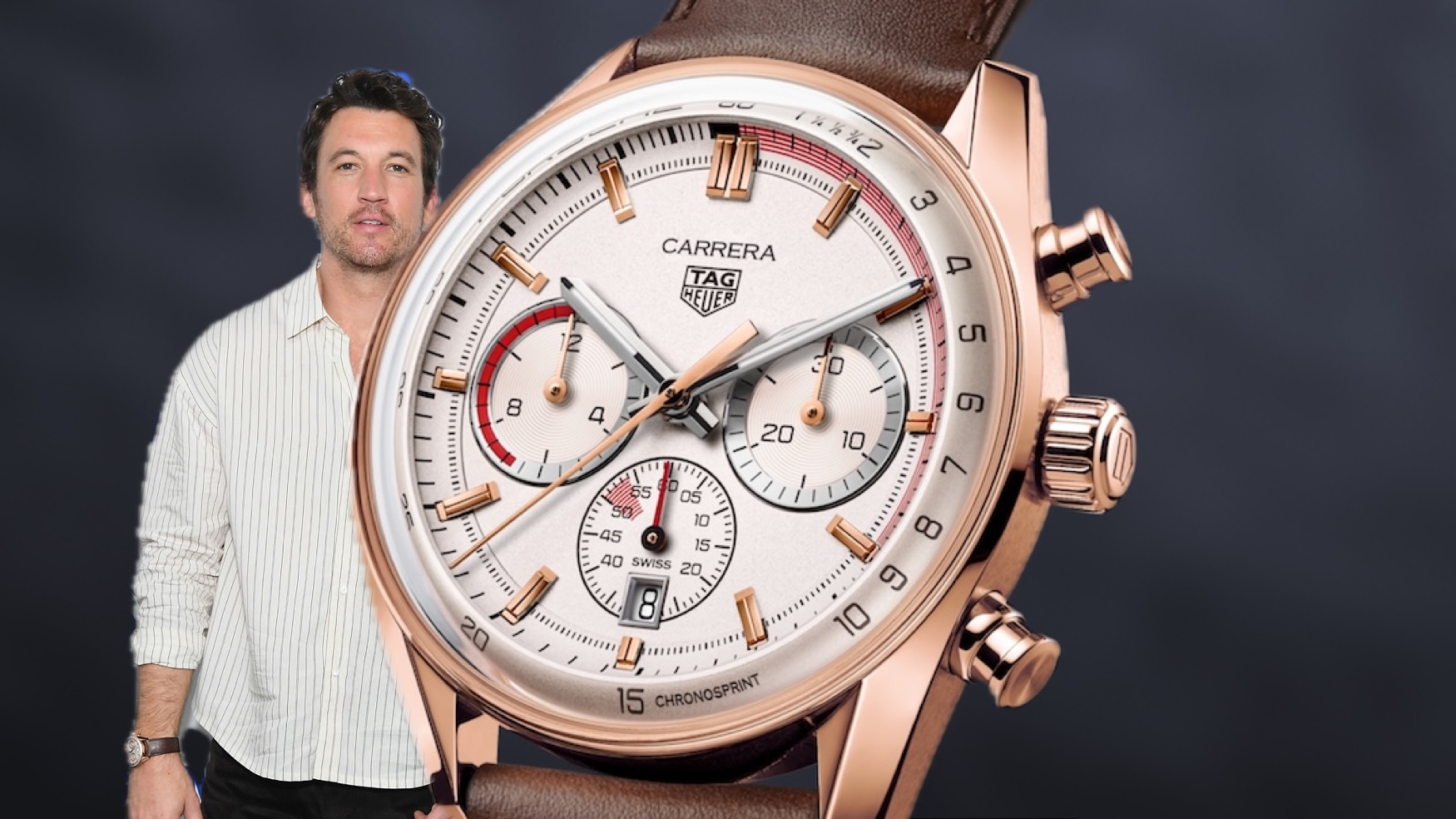Miles Teller hosts SNL and promotes new film “Eternity” wearing a TAG Heuer x Porsche Chronosprint