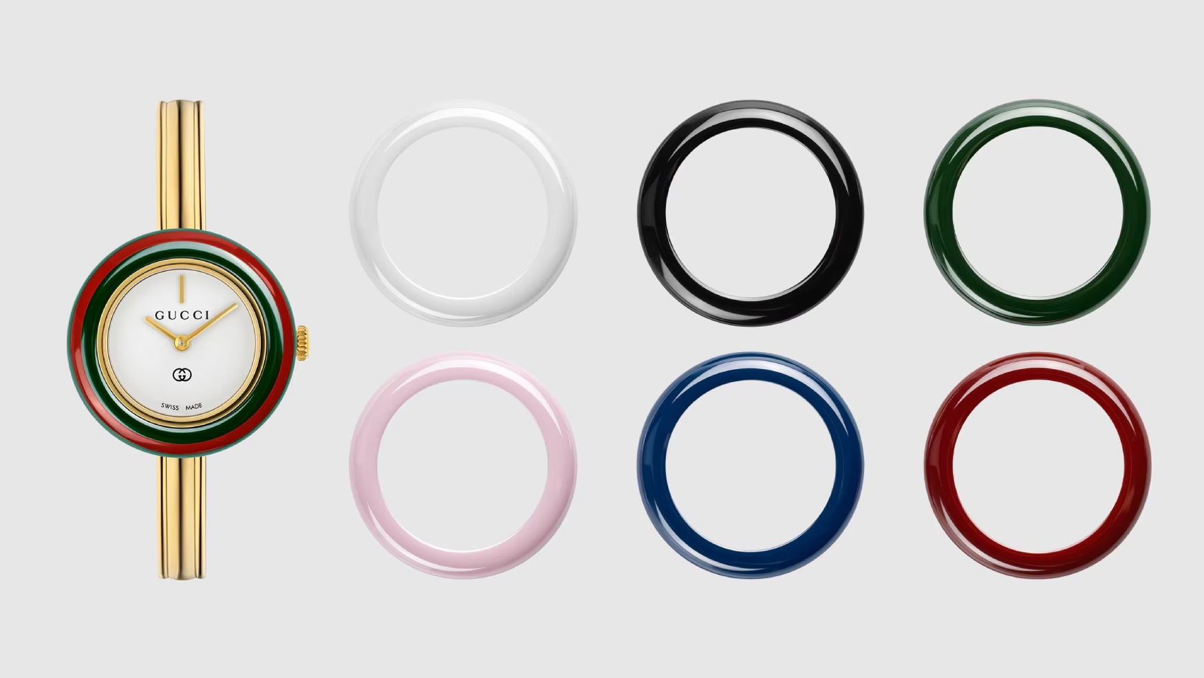 Gucci brings back its cult-classic interchangeable bezel watch from the 1980s, with some modern improvements