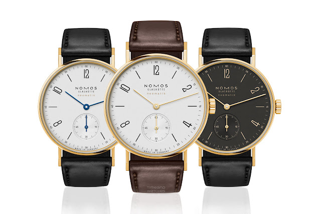 Nomos Glashütte unveils three Tangente neomatik in 18kt gold