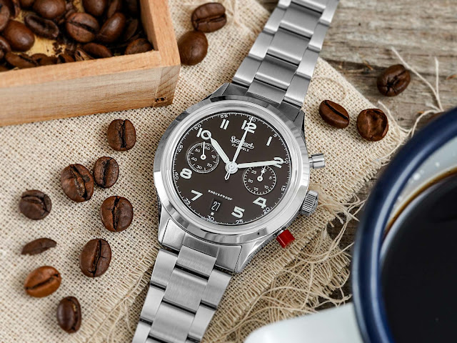 Hanhart 417 ES Mocha Flyback Date: flat bezel, flyback function, 200 pieces