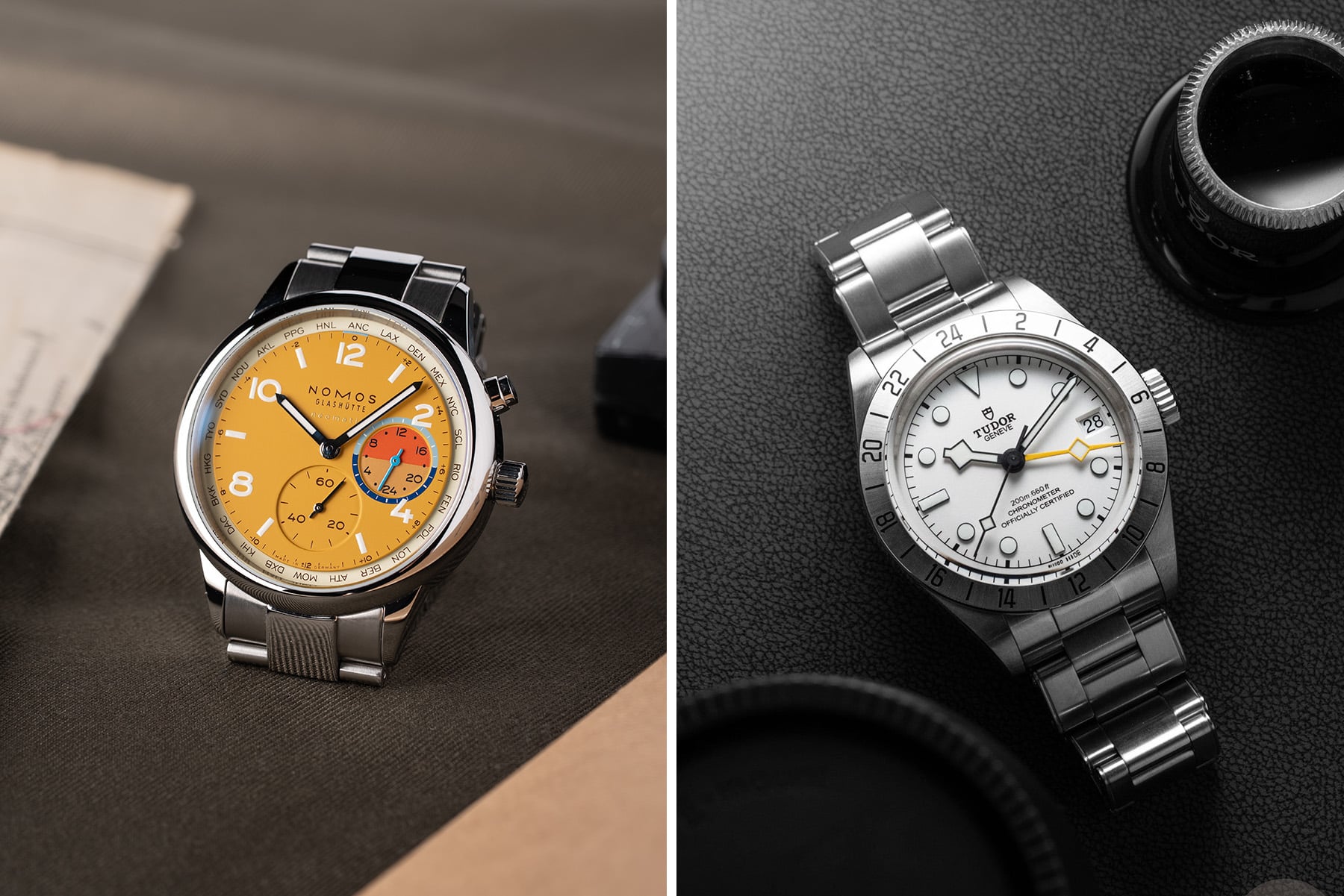 Sunday Morning Showdown: Nomos Club Sport Neomatik Worldtimer Vs. Tudor Black Bay Pro