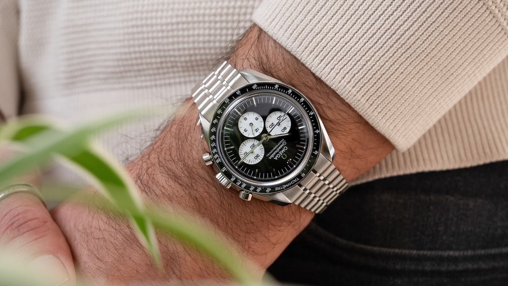 Omega’s latest pair of Speedmaster Moonwatch Professionals feature lacquered reverse panda dials