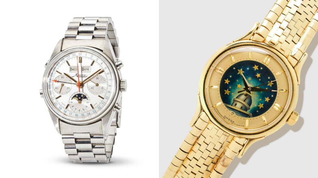 A Minerva Triple-Date Chronograph with Moonphase, an Omega Constellation with Cloisonné Dial, and a 1970s Certina Chronograph