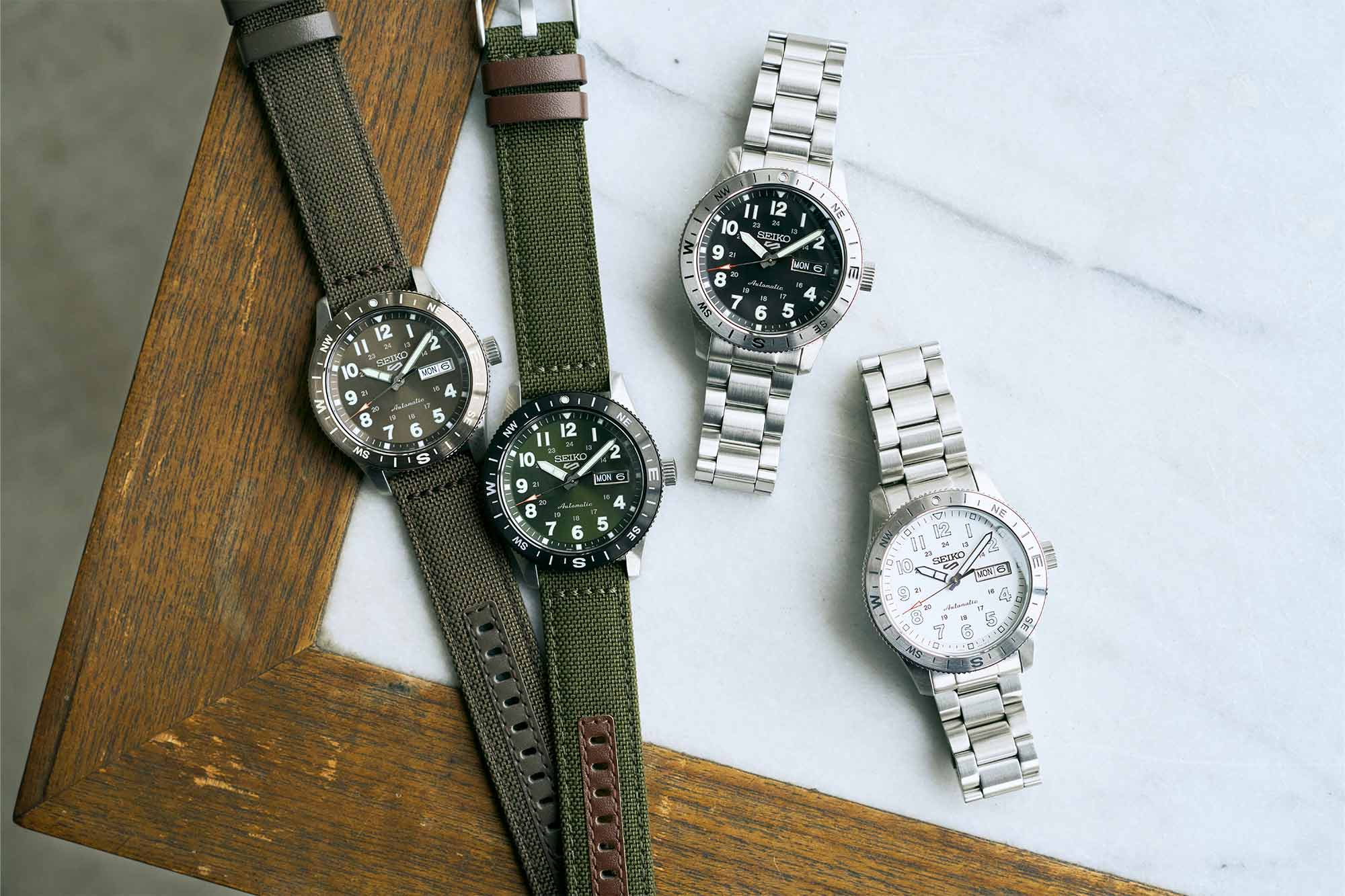 Seiko Adds New Seiko 5 References with Compass Bezels