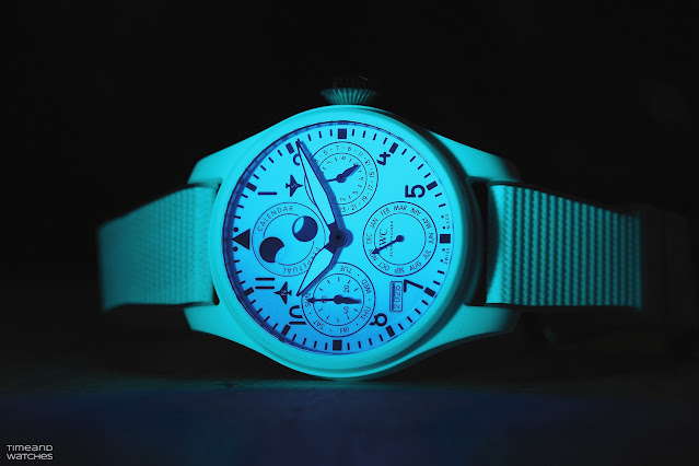IWC Big Pilot’s Watch Perpetual Calendar Ceralume with fully luminou case and dial