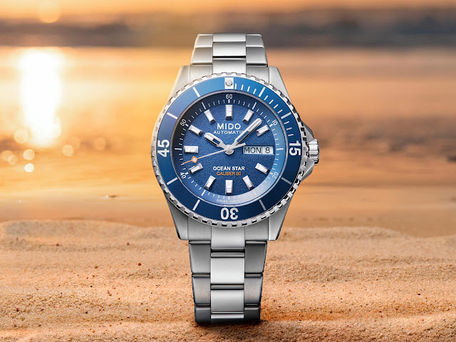 A new blue dial for the 41 mm Mido Ocean Star 200