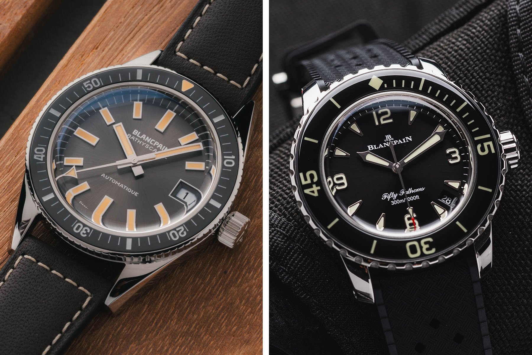 Sunday Morning Showdown: Blancpain Fifty Fathoms Bathyscaphe 70th Anniversary Vs. Blancpain Fifty Fathoms Automatique 38
