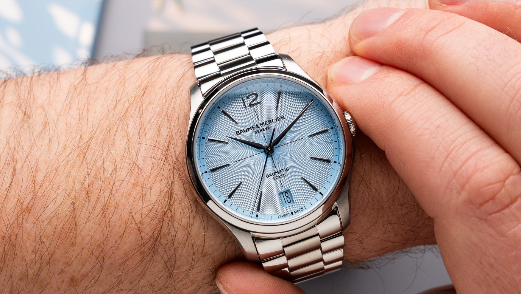 Baume et Mercier gives its Clifton Baumatic an icy blue makeover