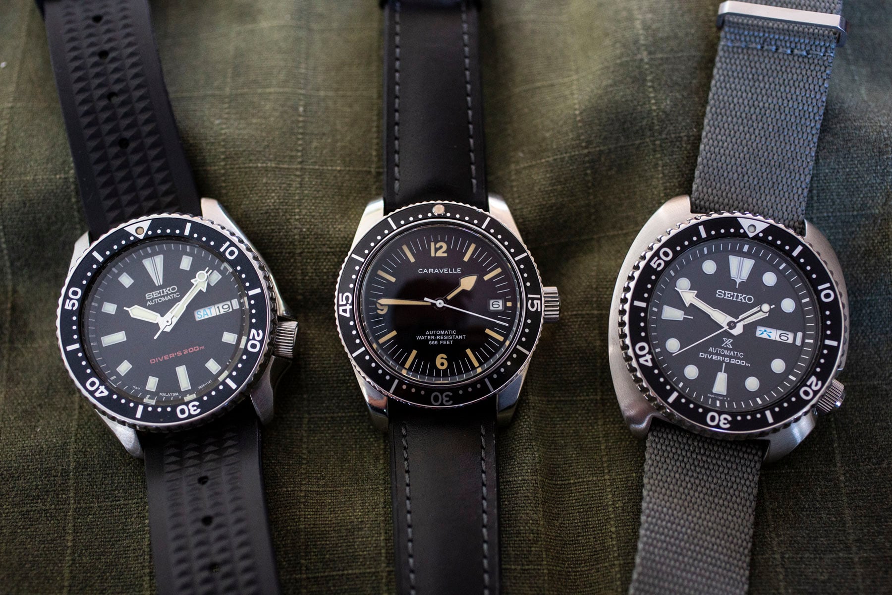 The Caravelle Sea Hunter Vs. The Seiko SKX And SRPE93 “Turtle”